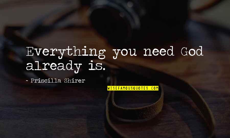 Rifugiato Quotes By Priscilla Shirer: Everything you need God already is. Rifugiato Quotes By Priscilla Shirer: Everything you need God already is.