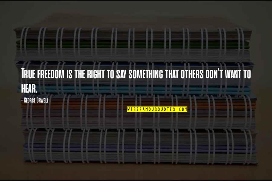 Righetti Baseball Quotes By George Orwell: True freedom is the right to say something