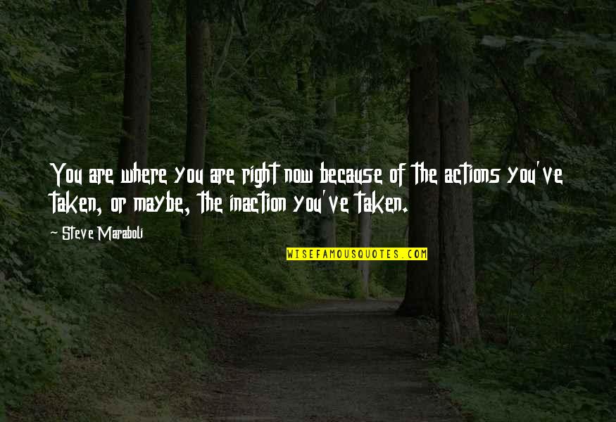 Right Actions Quotes By Steve Maraboli: You are where you are right now because Right Actions Quotes By Steve Maraboli: You are where you are right now because