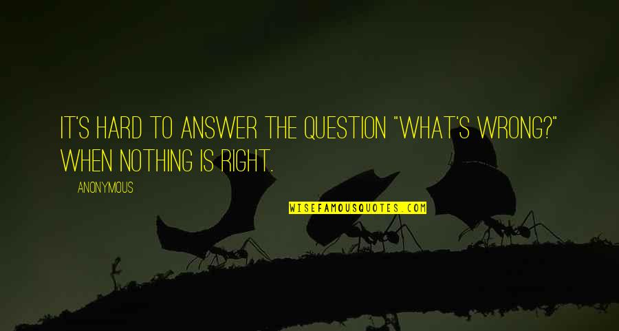 Right Answer Quotes By Anonymous: It's hard to answer the question "what's wrong?"