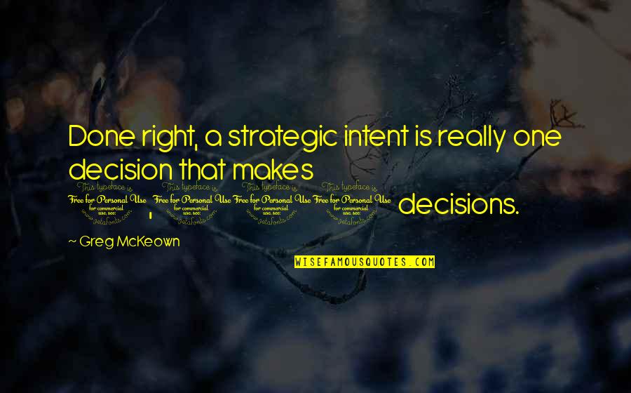 Right Decision Quotes By Greg McKeown: Done right, a strategic intent is really one