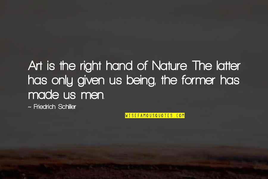 Right Hand Quotes By Friedrich Schiller: Art is the right hand of Nature. The
