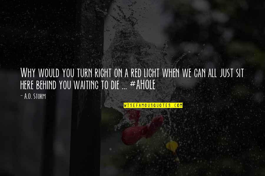 Right Here Waiting For You Quotes By A.O. Storm: Why would you turn right on a red