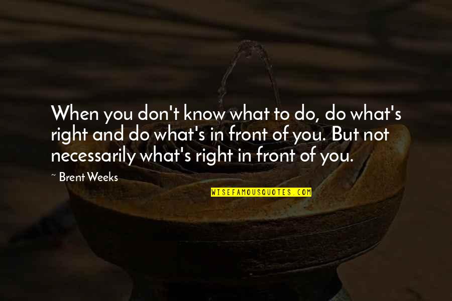 Right In Front Of You Quotes By Brent Weeks: When you don't know what to do, do