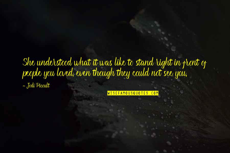 Right In Front Of You Quotes By Jodi Picoult: She understood what it was like to stand