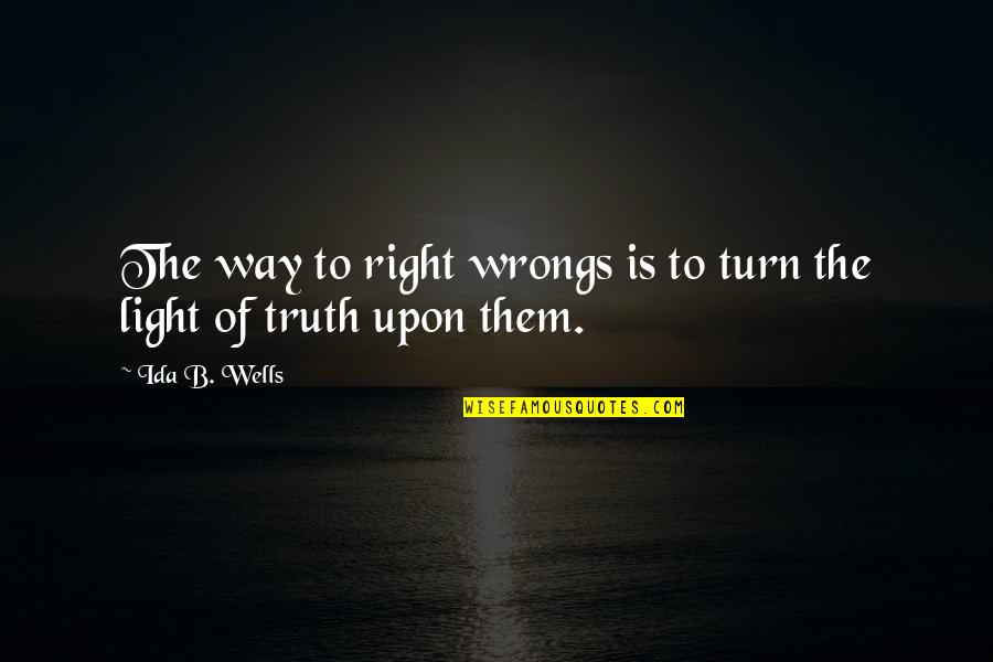 Right My Wrongs Quotes By Ida B. Wells: The way to right wrongs is to turn