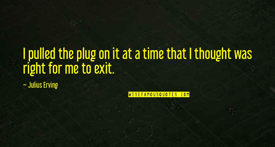 Right On Time Quotes By Julius Erving: I pulled the plug on it at a