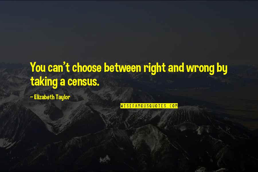 Right Or Wrong Decision Quotes By Elizabeth Taylor: You can't choose between right and wrong by