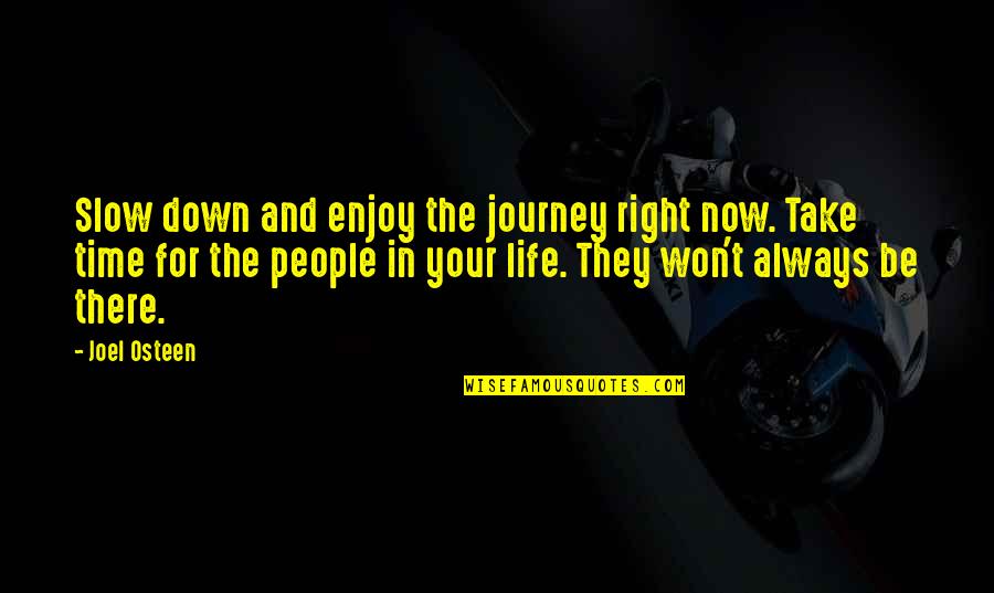 Right People In Your Life Quotes By Joel Osteen: Slow down and enjoy the journey right now.