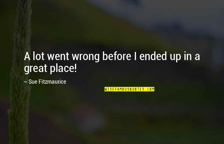 Right Place In Life Quotes By Sue Fitzmaurice: A lot went wrong before I ended up