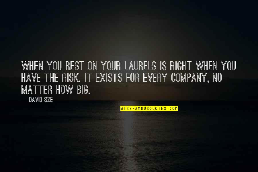 Right Risk Quotes By David Sze: When you rest on your laurels is right