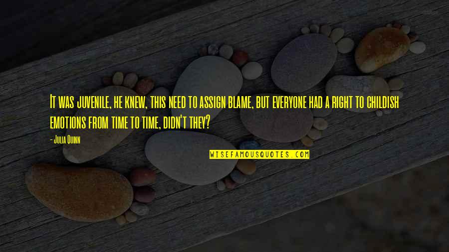 Right Time In Love Quotes By Julia Quinn: It was juvenile, he knew, this need to Right Time In Love Quotes By Julia Quinn: It was juvenile, he knew, this need to