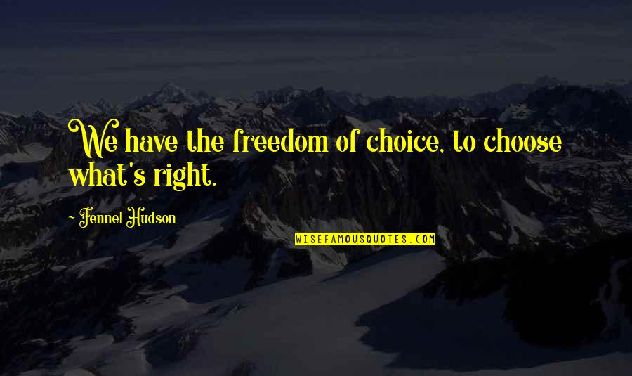Right To Choose Quotes By Fennel Hudson: We have the freedom of choice, to choose
