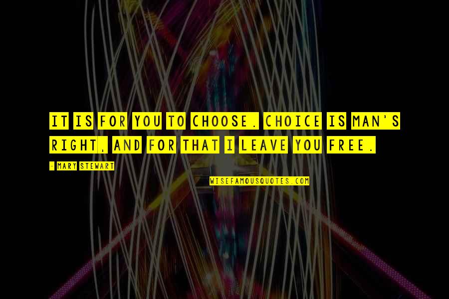 Right To Choose Quotes By Mary Stewart: It is for you to choose. Choice is