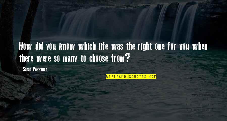 Right To Choose Quotes By Sarah Pekkanen: How did you know which life was the
