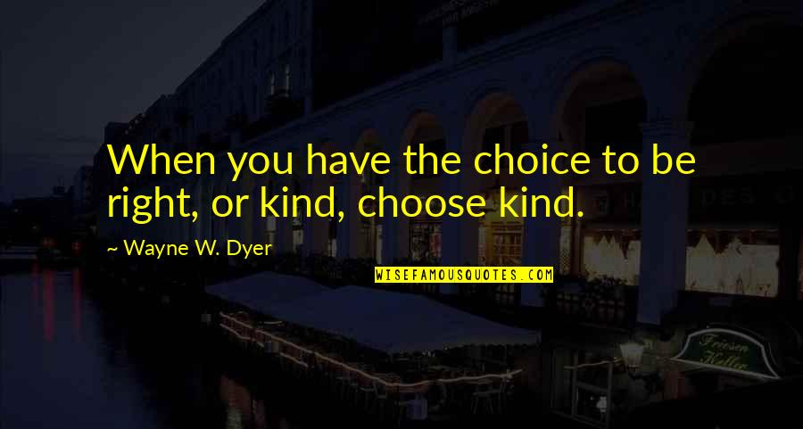 Right To Choose Quotes By Wayne W. Dyer: When you have the choice to be right,