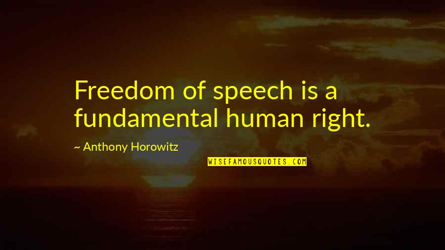 Right To Freedom Of Speech Quotes By Anthony Horowitz: Freedom of speech is a fundamental human right.