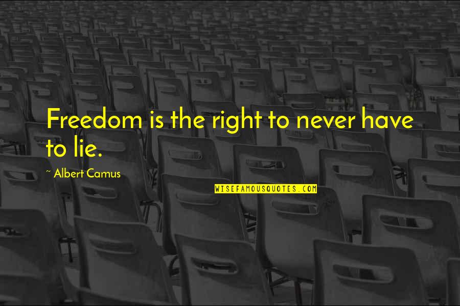 Right To Freedom Quotes By Albert Camus: Freedom is the right to never have to