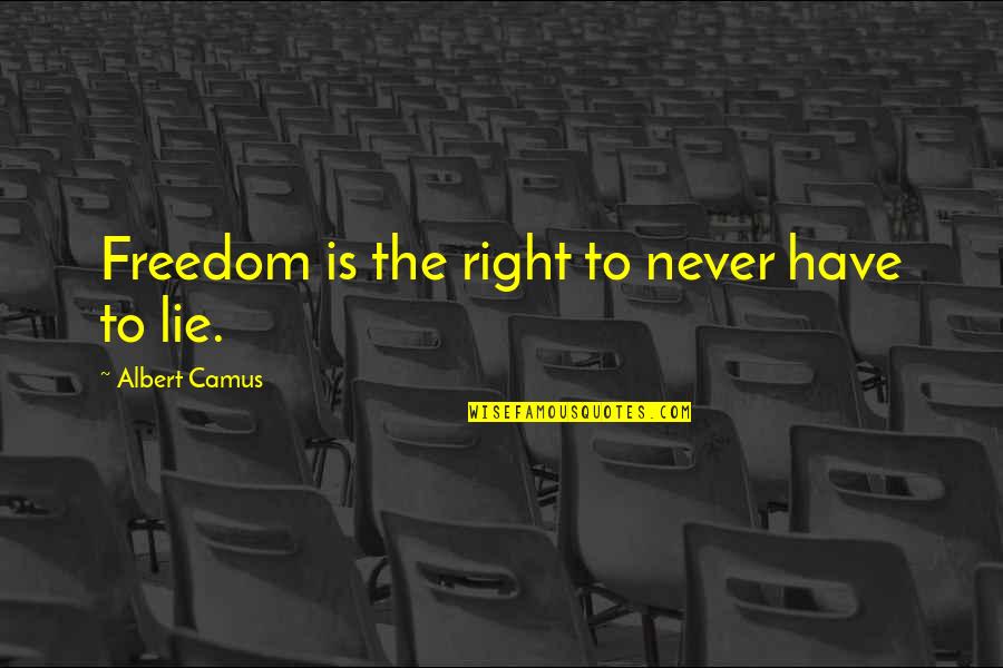 Right To Freedom Quotes By Albert Camus: Freedom is the right to never have to Right To Freedom Quotes By Albert Camus: Freedom is the right to never have to