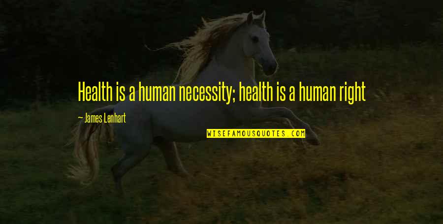 Right To Health Care Quotes By James Lenhart: Health is a human necessity; health is a
