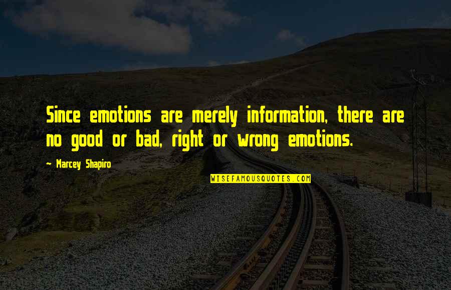 Right To Information Quotes By Marcey Shapiro: Since emotions are merely information, there are no Right To Information Quotes By Marcey Shapiro: Since emotions are merely information, there are no