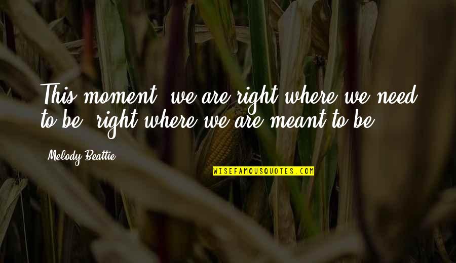 Right To Peace Quotes By Melody Beattie: This moment, we are right where we need