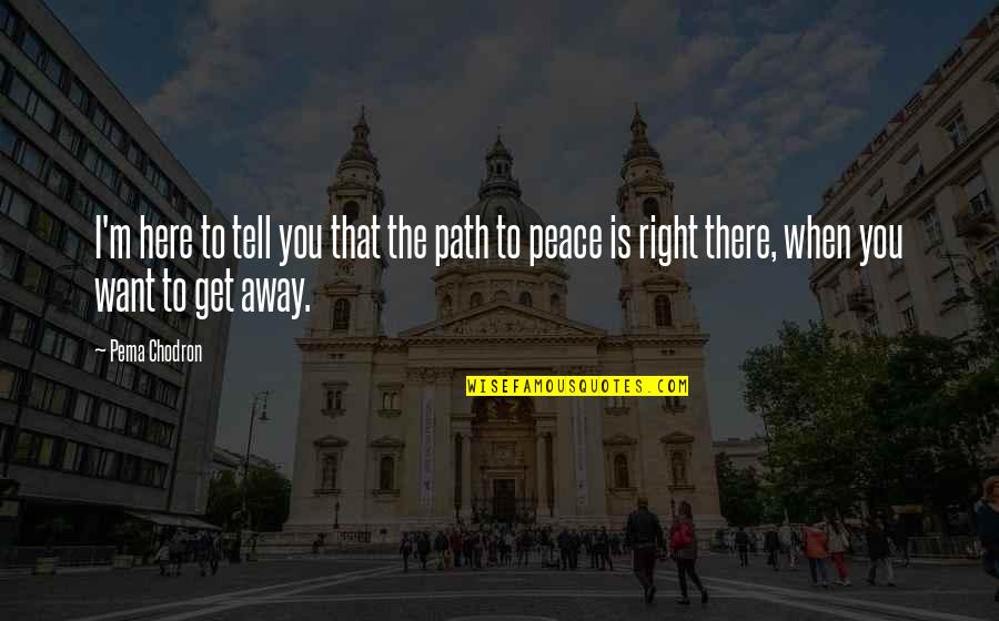 Right To Peace Quotes By Pema Chodron: I'm here to tell you that the path Right To Peace Quotes By Pema Chodron: I'm here to tell you that the path