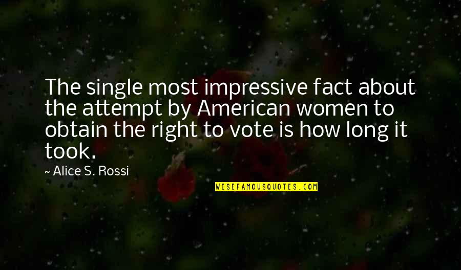 Right To Vote Quotes By Alice S. Rossi: The single most impressive fact about the attempt