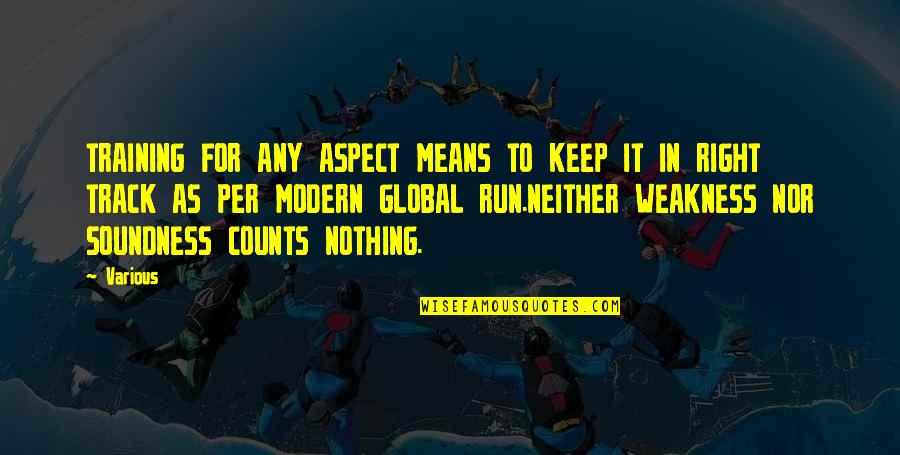 Right Track Quotes By Various: TRAINING FOR ANY ASPECT MEANS TO KEEP IT Right Track Quotes By Various: TRAINING FOR ANY ASPECT MEANS TO KEEP IT