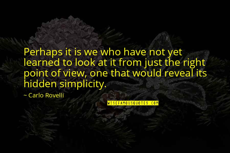 Right View Quotes By Carlo Rovelli: Perhaps it is we who have not yet