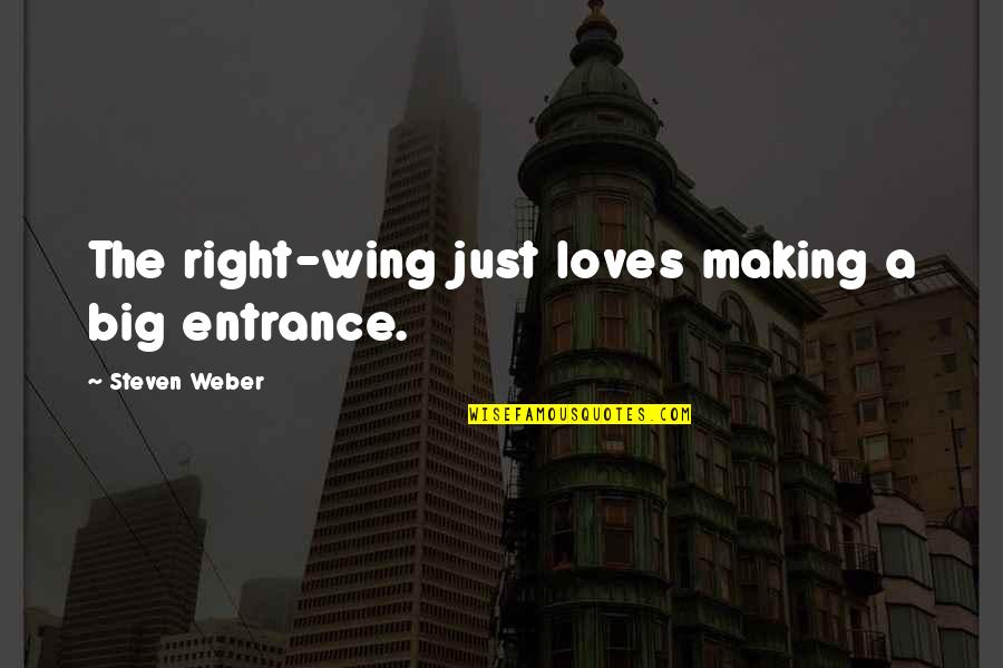 Right Wing Quotes By Steven Weber: The right-wing just loves making a big entrance.