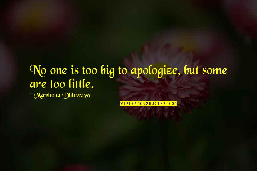 Righteous Gemstones Bj Quotes By Matshona Dhliwayo: No one is too big to apologize, but
