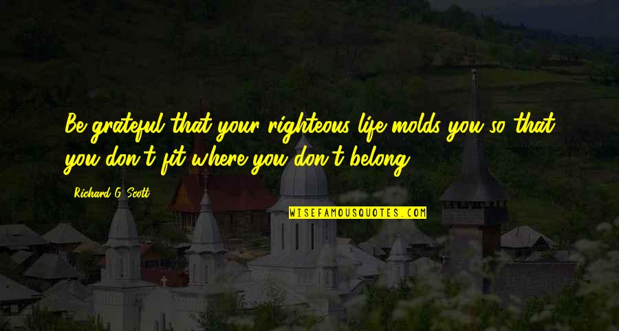 Righteous Quotes By Richard G. Scott: Be grateful that your righteous life molds you