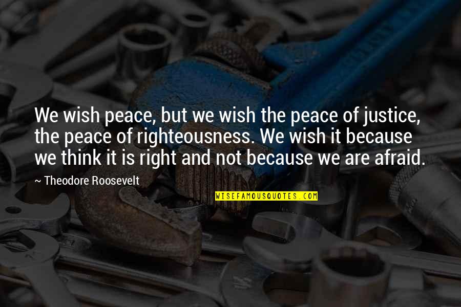 Righteousness Quotes By Theodore Roosevelt: We wish peace, but we wish the peace