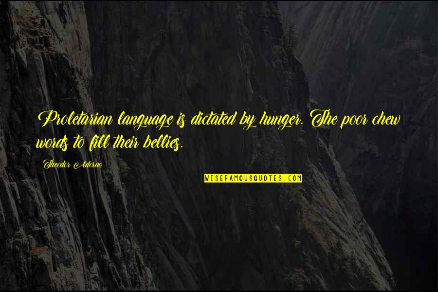 Righters Quotes By Theodor Adorno: Proletarian language is dictated by hunger. The poor Righters Quotes By Theodor Adorno: Proletarian language is dictated by hunger. The poor