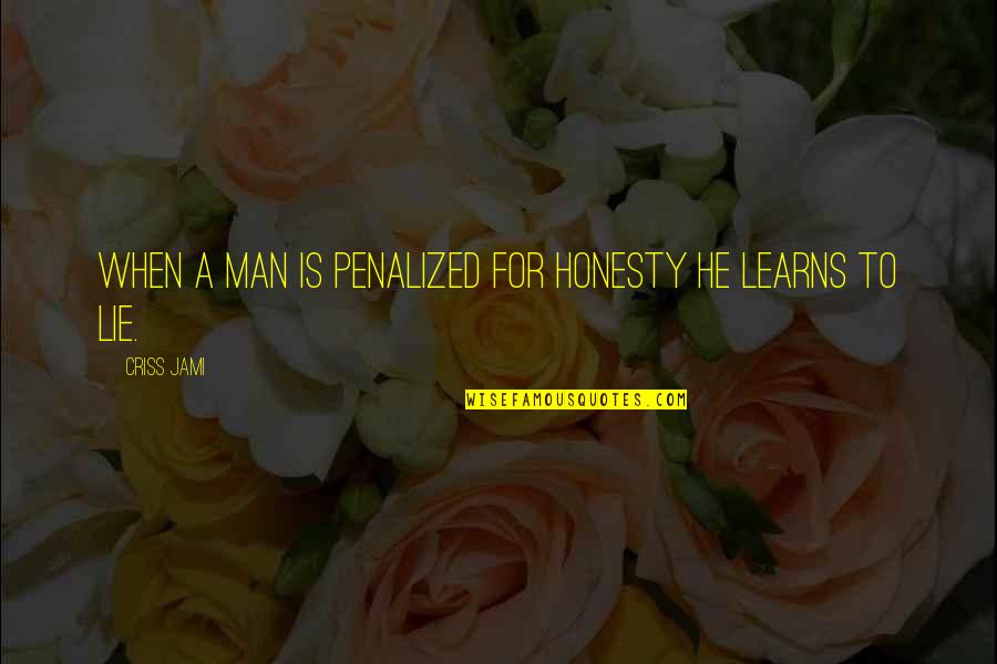 Righthand Quotes By Criss Jami: When a man is penalized for honesty he