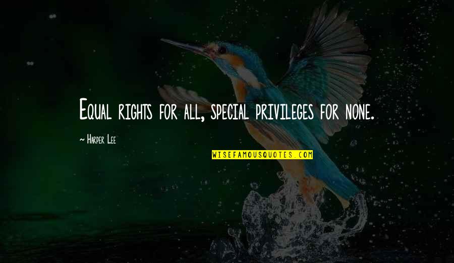 Rights And Privileges Quotes By Harper Lee: Equal rights for all, special privileges for none.