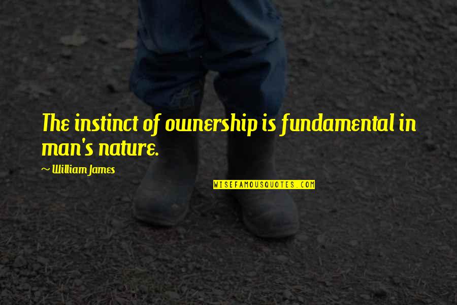 Rights Of Man Quotes By William James: The instinct of ownership is fundamental in man's