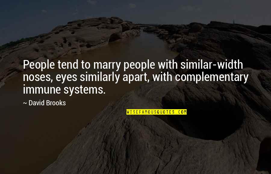 Rigorosa Quotes By David Brooks: People tend to marry people with similar-width noses,