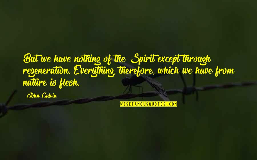 Rigorous And Perfection Quotes By John Calvin: But we have nothing of the Spirit except