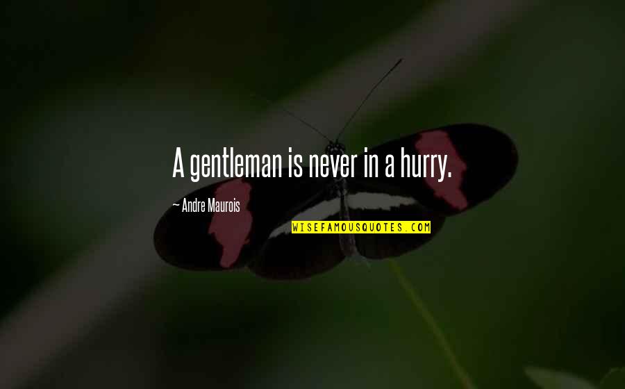 Riguarda I Nomi Quotes By Andre Maurois: A gentleman is never in a hurry.