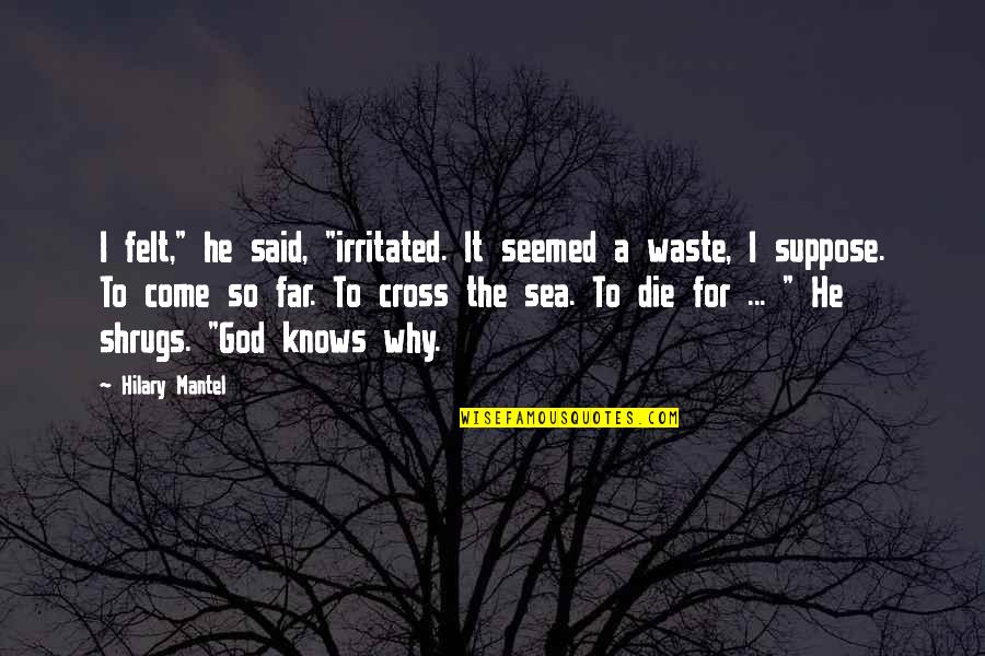 Rigueur Scientifique Quotes By Hilary Mantel: I felt," he said, "irritated. It seemed a Rigueur Scientifique Quotes By Hilary Mantel: I felt," he said, "irritated. It seemed a
