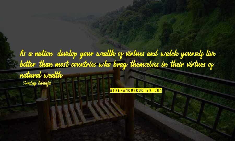Riil Share Quotes By Sunday Adelaja: As a nation, develop your wealth of virtues Riil Share Quotes By Sunday Adelaja: As a nation, develop your wealth of virtues