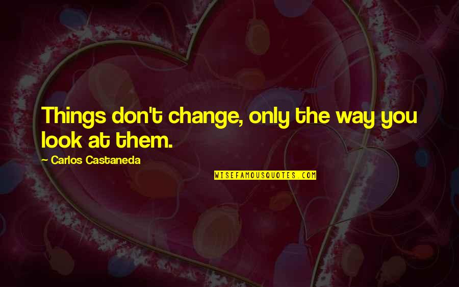 Riken Gume Quotes By Carlos Castaneda: Things don't change, only the way you look Riken Gume Quotes By Carlos Castaneda: Things don't change, only the way you look