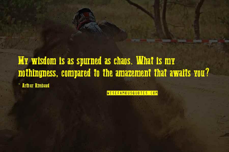 Rimbaud Arthur Quotes By Arthur Rimbaud: My wisdom is as spurned as chaos. What Rimbaud Arthur Quotes By Arthur Rimbaud: My wisdom is as spurned as chaos. What