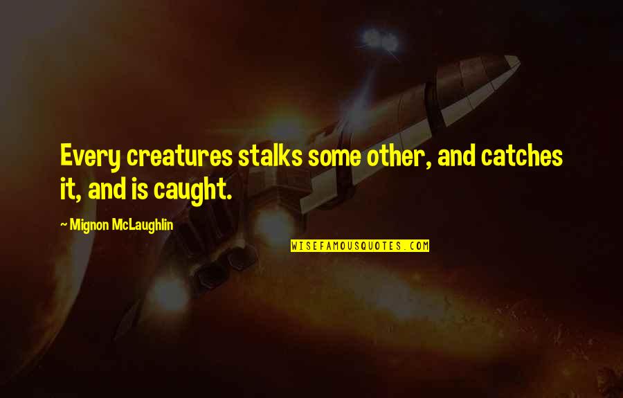 Rimland Quotes By Mignon McLaughlin: Every creatures stalks some other, and catches it, Rimland Quotes By Mignon McLaughlin: Every creatures stalks some other, and catches it,
