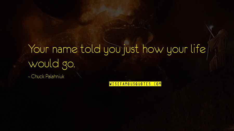 Rindaman Quotes By Chuck Palahniuk: Your name told you just how your life Rindaman Quotes By Chuck Palahniuk: Your name told you just how your life