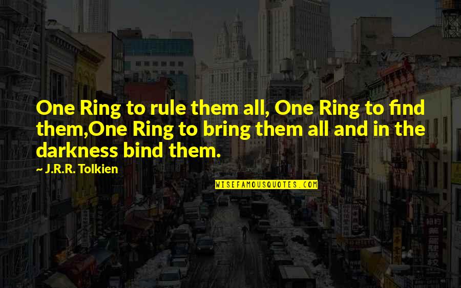 Ring Inscription Quotes By J.R.R. Tolkien: One Ring to rule them all, One Ring