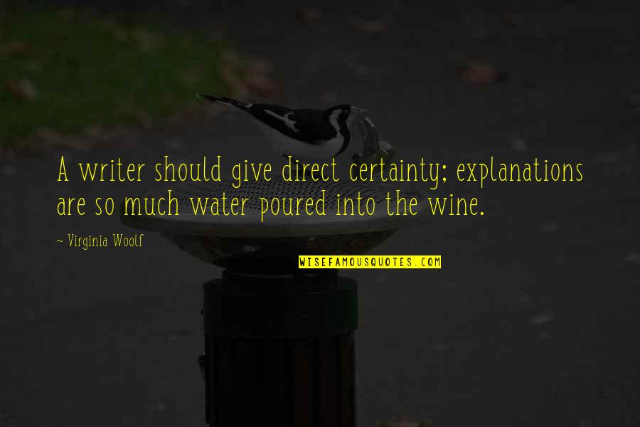 Ring The Alarm Quotes By Virginia Woolf: A writer should give direct certainty; explanations are