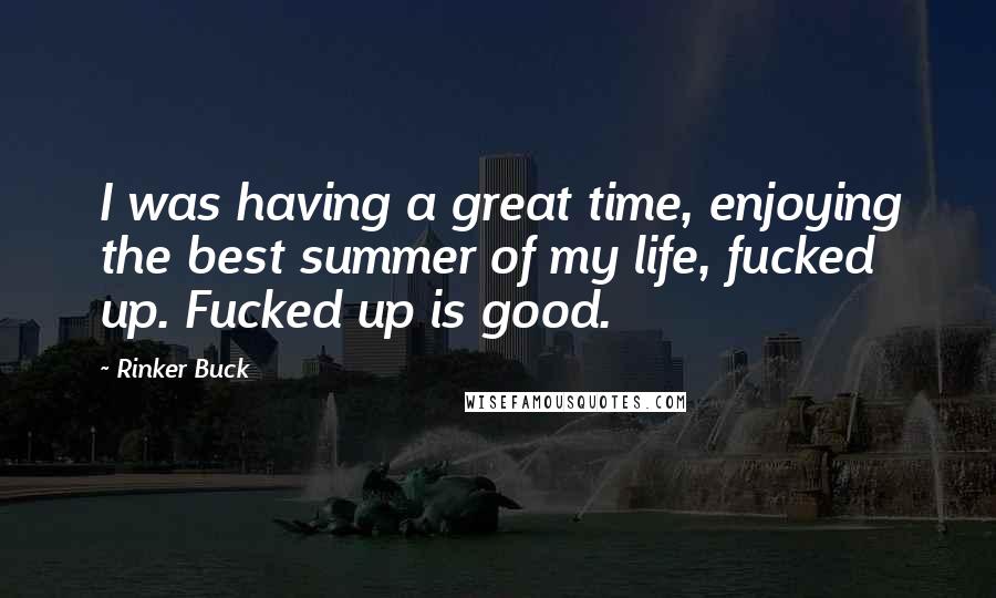 Rinker Buck quotes: I was having a great time, enjoying the best summer of my life, fucked up. Fucked up is good.